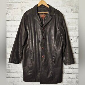 Danier Genuine Leather Car Coat Brown Removable Liner Men's Medium